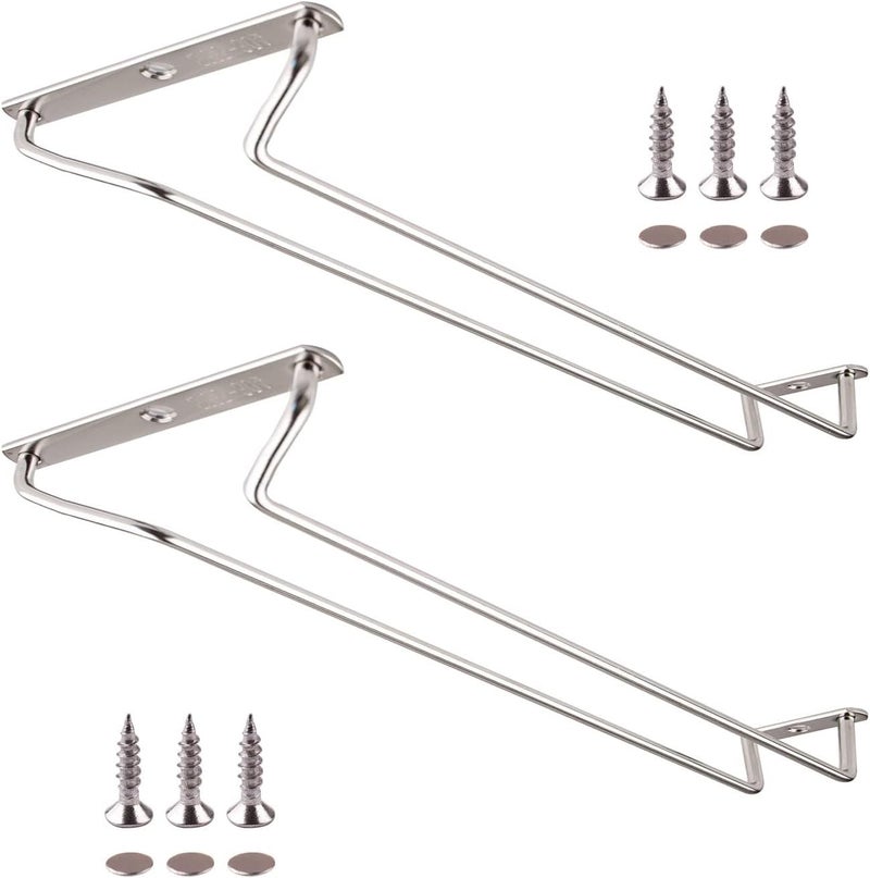 CUKE2BEET 11.8 Inch Stainless Steel Wine Glasses Rack Under Cabinet Stemware Rack, Wine Glass Hanger Rack Wire Wine Glass Holder Storage Hanger for Cabinet Kitchen Bar (2) - Image 2